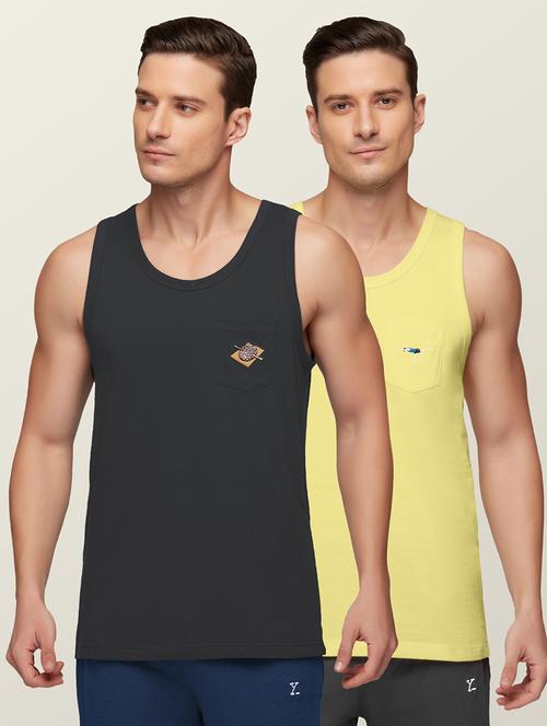 set of 2 round neck solid vest - 18514450 - Very Small Image - 1