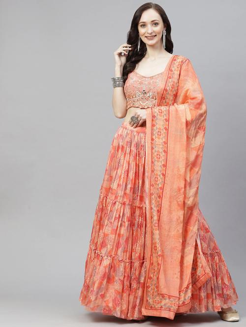 embroidered semi-stitched lehenga choli with dupatta - 18514495 - Very Small Image - 1