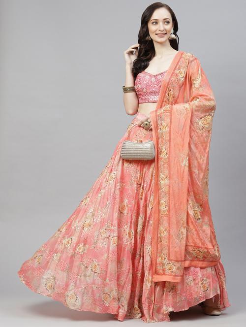 embroidered semi-stitched lehenga choli with dupatta - 18514496 - Very Small Image - 1
