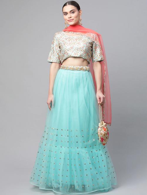 embroidered semi-stitched lehenga choli with dupptta - 18514502 - Very Small Image - 1
