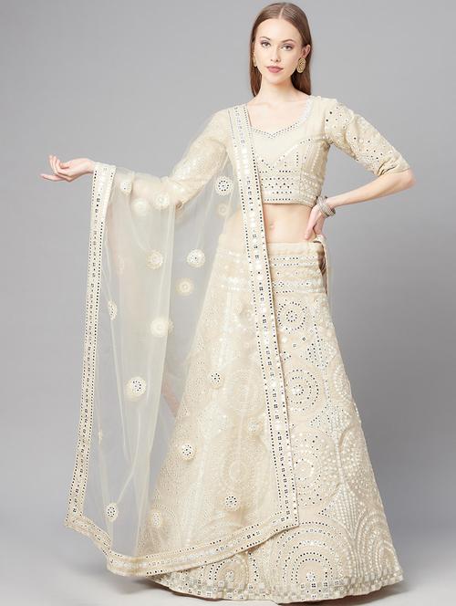 embroidered semi-stitched lehenga choli with dupptta - 18514513 - Very Small Image - 1