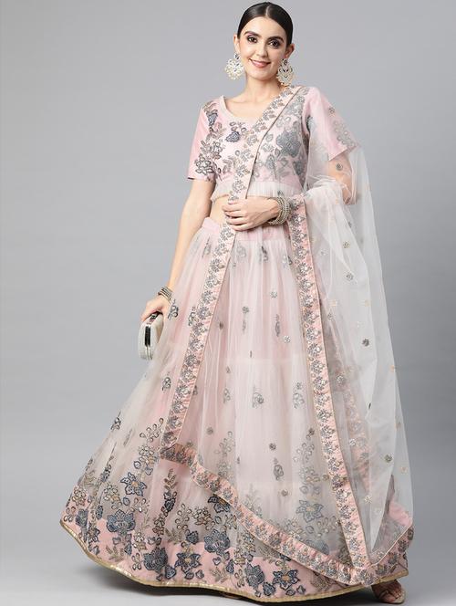 embroidered semi-stitched lehenga & blouse with dupatta - 18514536 - Very Small Image - 1