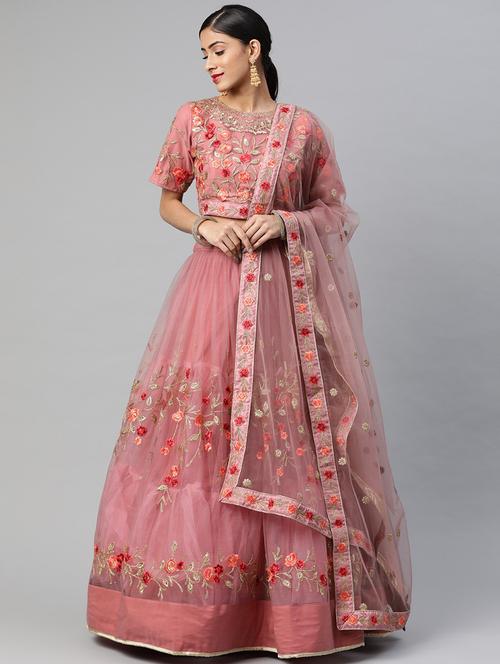 embroidered semi-stitched lehenga & blouse with dupatta - 18514538 - Very Small Image - 1