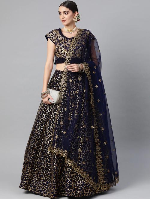 embroidered semi-stitched lehenga & blouse with dupatta - 18514540 - Very Small Image - 1