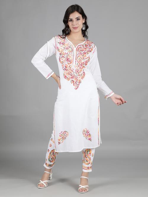 chikankari kurta pant set - 18514544 - Very Small Image - 1