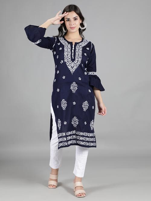 chikankari kurta pant set - 18514550 - Very Small Image - 1