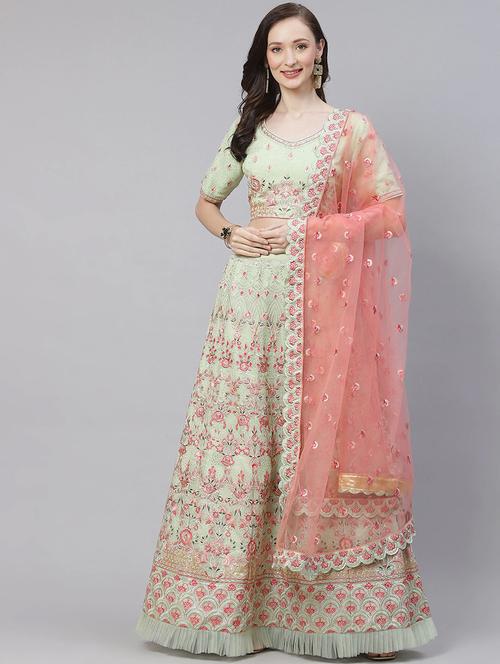 embroidered lehenga and choli with dupatta - 18514556 - Very Small Image - 1