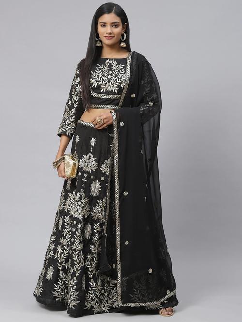 embroidered semi-stitched lehenga & blouse with dupatta - 18514562 - Very Small Image - 1