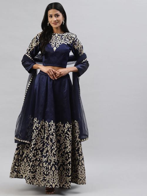 embroidered semi-stitched lehenga & blouse with dupatta - 18514563 - Very Small Image - 1