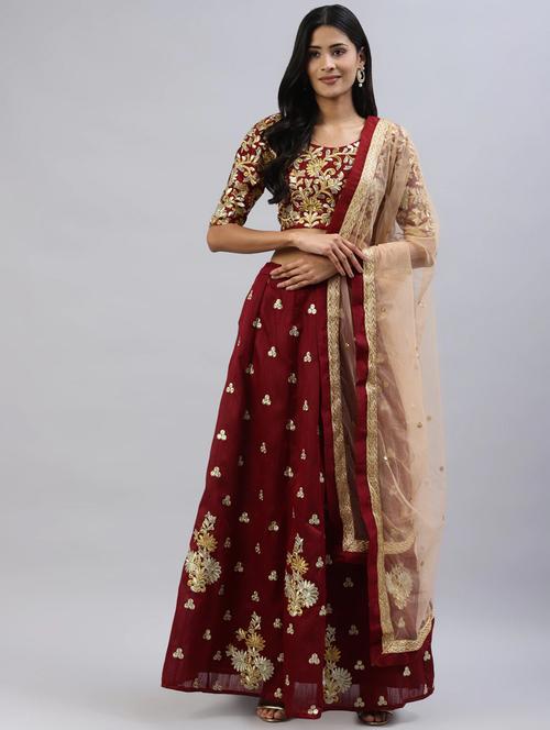 embroidered semi-stitched lehenga & blouse with dupatta - 18514566 - Very Small Image - 1