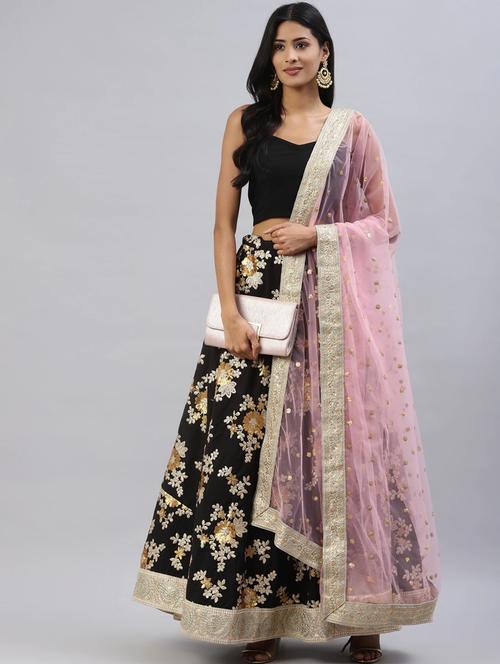embroidered semi-stitched lehenga & blouse with dupatta - 18514570 - Very Small Image - 1