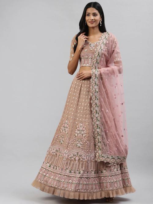 embroidered semi-stitched lehenga & blouse with dupatta - 18514576 - Very Small Image - 1