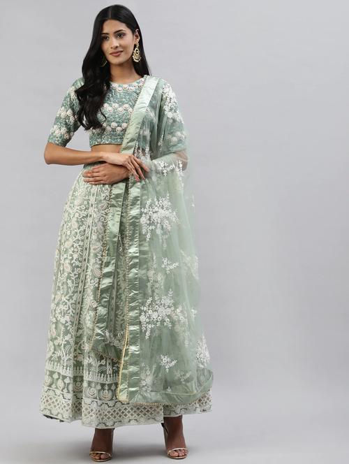 embroidered semi-stitched lehenga & blouse with dupatta - 18514577 - Very Small Image - 1