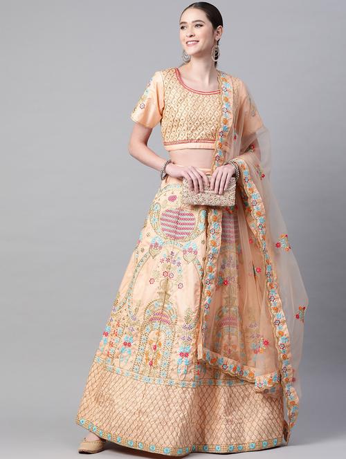 embroidered semi-stitched lehenga & blouse with dupatta - 18514578 - Very Small Image - 1