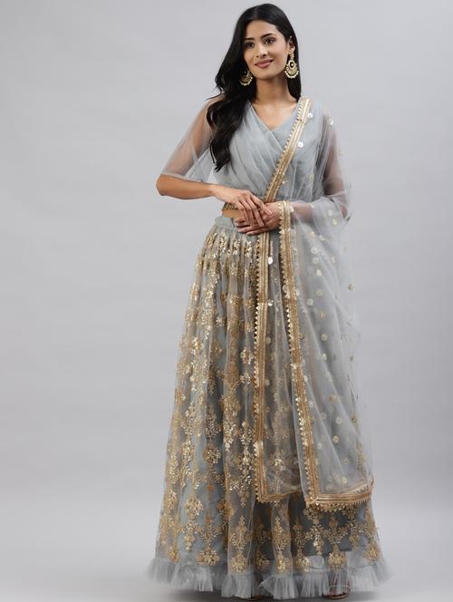 embroidered semi-stitched lehenga & blouse with dupatta - 18514584 - Very Small Image - 1