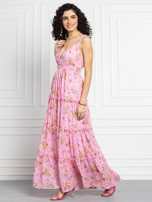 cami neck floral printed tiered dress - 18514590 - Very Small Image - 1