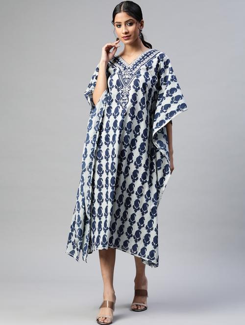 v-neck printed kaftan dress - 18514824 - Very Small Image - 1