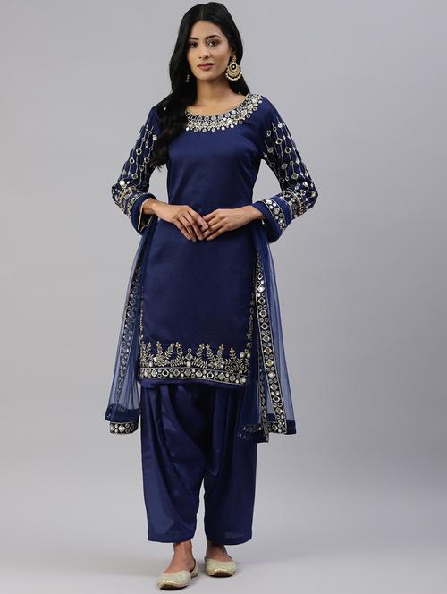 embroidered unstitched salwar suit set - 18515075 - Very Small Image - 1