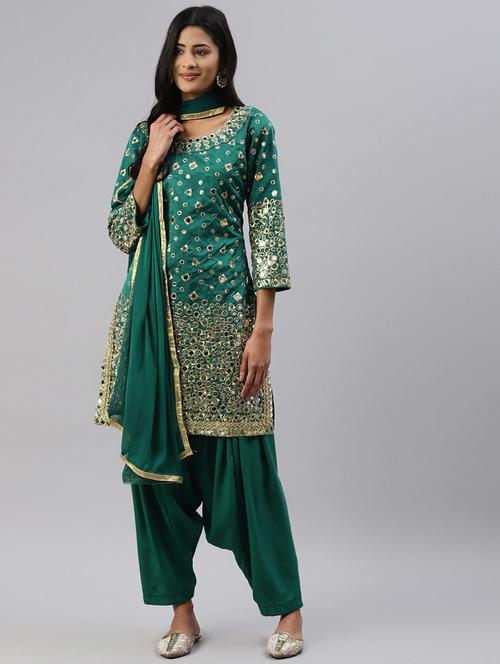 embroidered unstitched salwar suit set - 18515076 - Very Small Image - 1