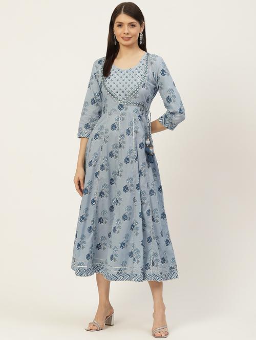 floral print anarkali ethnic dress - 18515105 - Very Small Image - 1