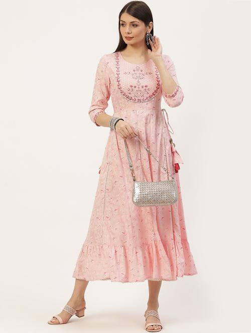 floral print anarkali ethnic dress - 18515107 - Very Small Image - 1