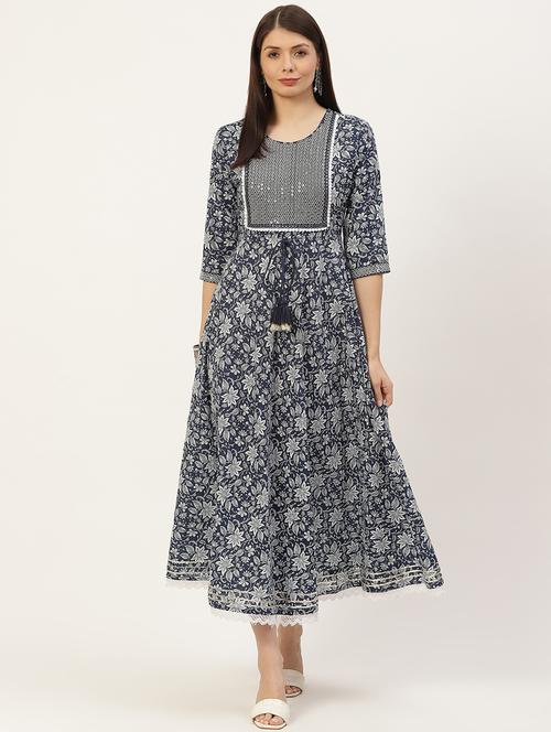 yoke embroidered floral anarkali ethnic dress - 18515113 - Very Small Image - 1