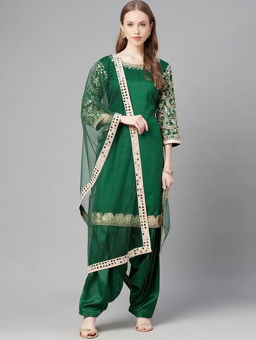 embroidered unstitched salwar suit set - 18515121 - Very Small Image - 1