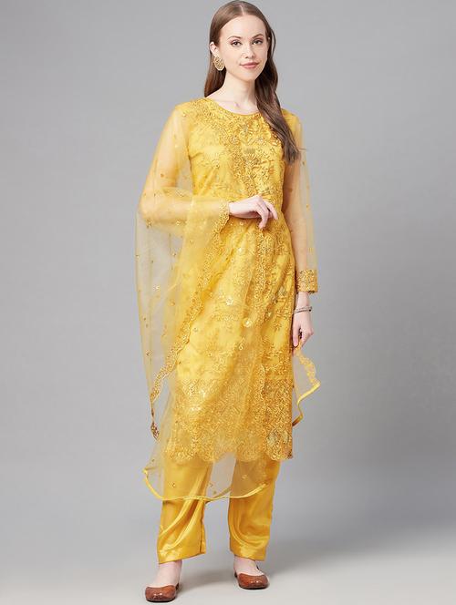embroidered unstitched straight pant suit set - 18515128 - Very Small Image - 1