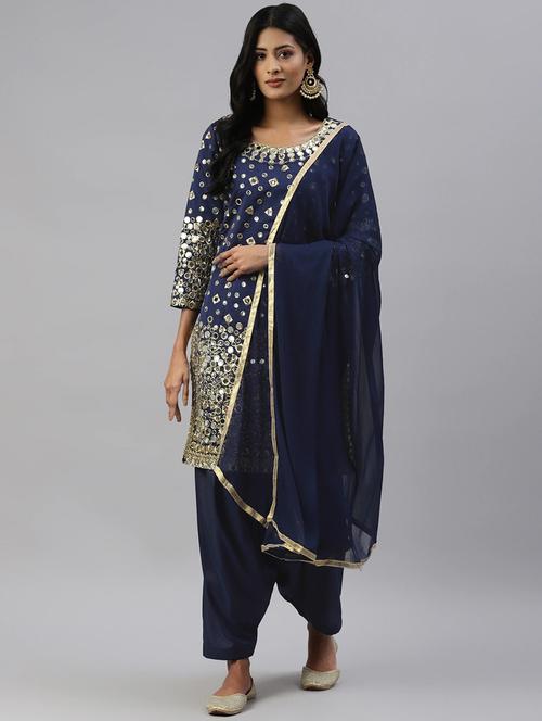 embroidered unstitched salwar suit set - 18515139 - Very Small Image - 1