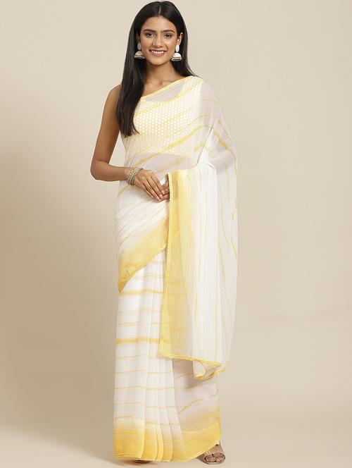 lace detailed tie & dye saree with blouse - 18515689 - Very Small Image - 1