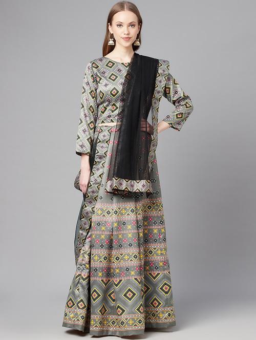 printed a-line lehenga and choli with dupatta - 18515737 - Very Small Image - 1