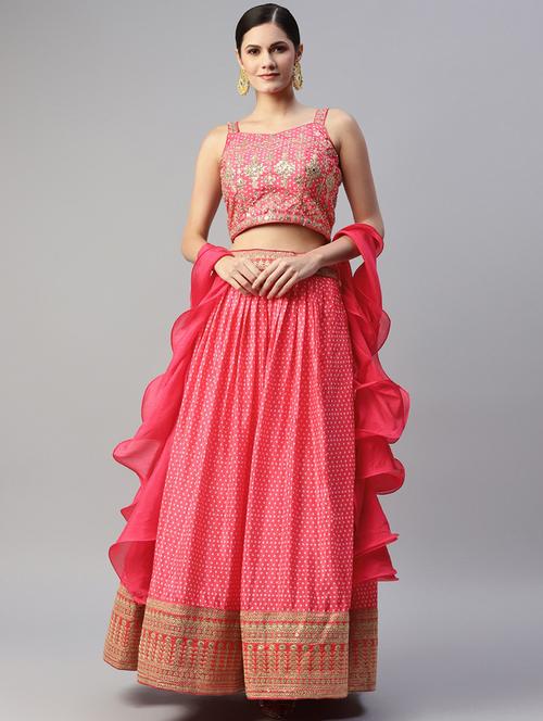 bandhani semi-stitched lehenga and choli with dupatta - 18515799 - Very Small Image - 1