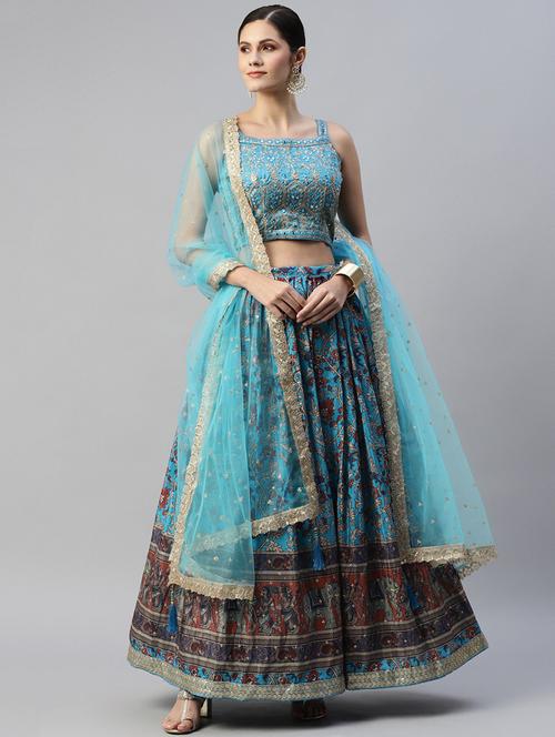 floral semi-stitched lehenga and choli with dupatta - 18515803 - Very Small Image - 1
