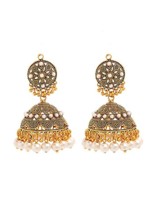gold plated jhumka earring - 18516577 - Very Small Image - 1