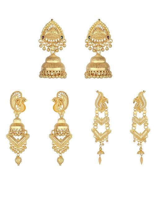 pack of 3 gold plated jhumka earring - 18516630 - Very Small Image - 1