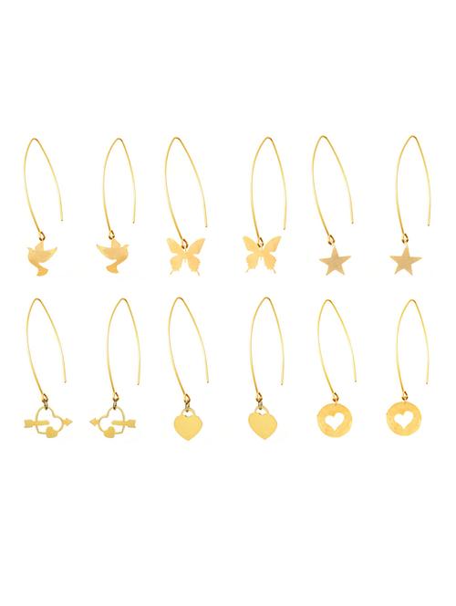 pack of 6 gold plated drop earring - 18516641 - Very Small Image - 1