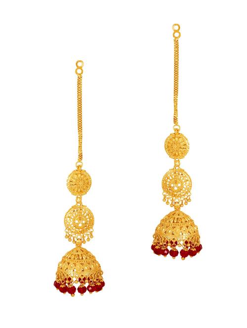 gold metal jhumka earring - 18516989 - Very Small Image - 1