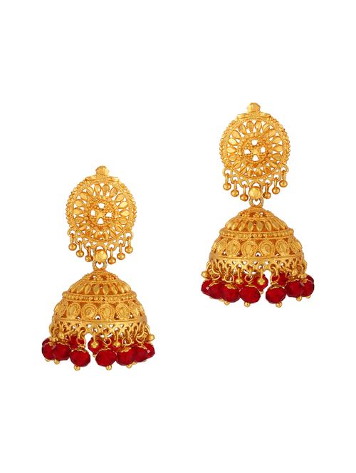gold plated jhumka earring - 18516997 - Very Small Image - 1