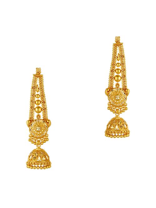 gold plated jhumka earring - 18516999 - Very Small Image - 1