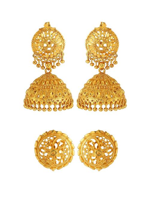 gold metal jhumka earring - 18517005 - Very Small Image - 1