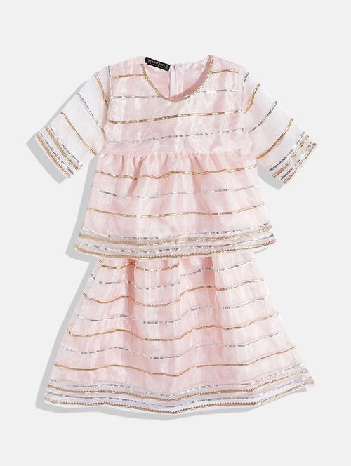 girls gota embellished kurta skirt suit - 18517023 - Very Small Image - 1