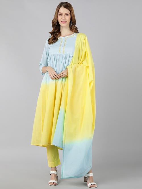 tie & dye kurta pant and dupatta - 18517662 - Very Small Image - 1