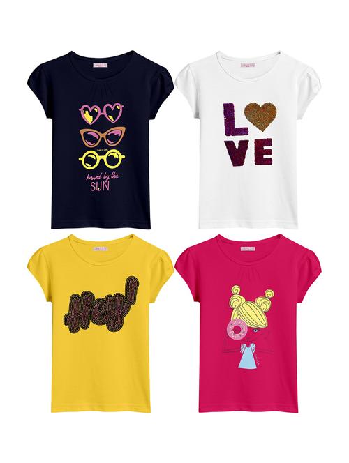 girls pack of 4 embellished regular tee - 18517826 - Very Small Image - 1