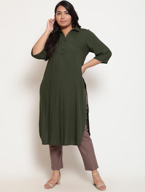 solid straight kurta - 18517837 - Very Small Image - 1