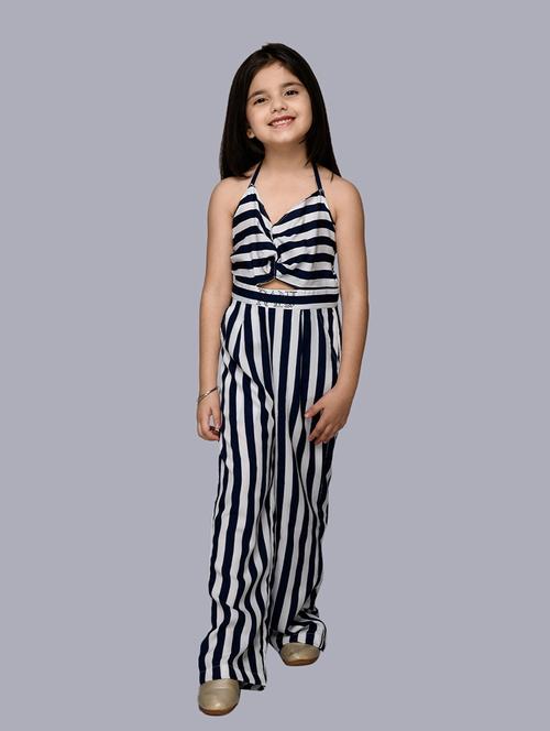 girls black striped full length jumpsuit - 18518116 - Very Small Image - 1
