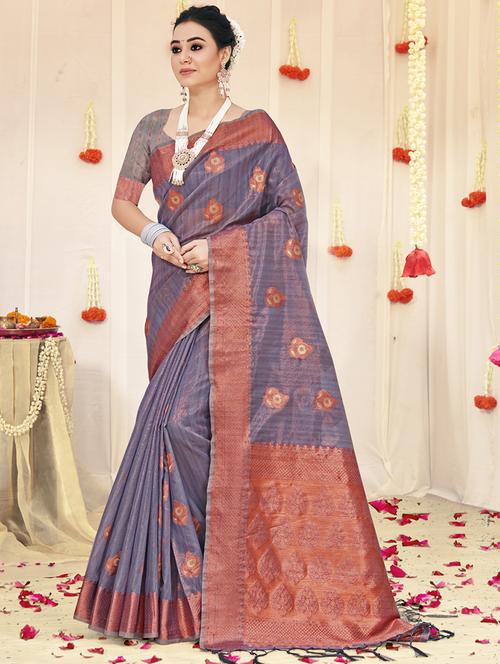 women's self design grey colored saree - 18518357 - Very Small Image - 1