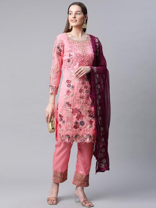 embroidered unstitched suit set - 18518565 - Very Small Image - 1