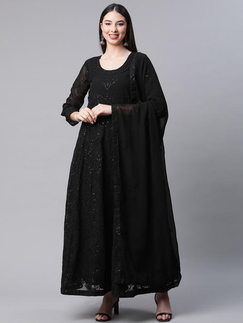 unstitched kurta with embroidered,sequence, work and bottom with dupatta - 18518575 - Very Small Image - 1