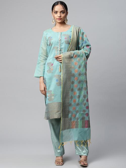 zari work unstitched suit set - 18518600 - Very Small Image - 1