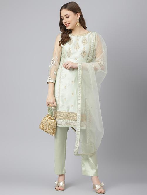 embroidered unstitched suit set - 18518603 - Very Small Image - 1